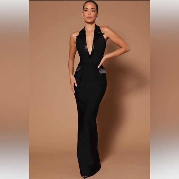 NWT Black Formal Maxi Dress L - Picture 1 of 11